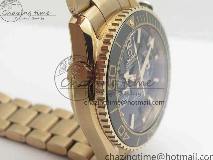 0517 Seamaster Pro Chrono RG Best Edition Black Ceramic Black Dial On RG Bracelet A ComfortFit 8130